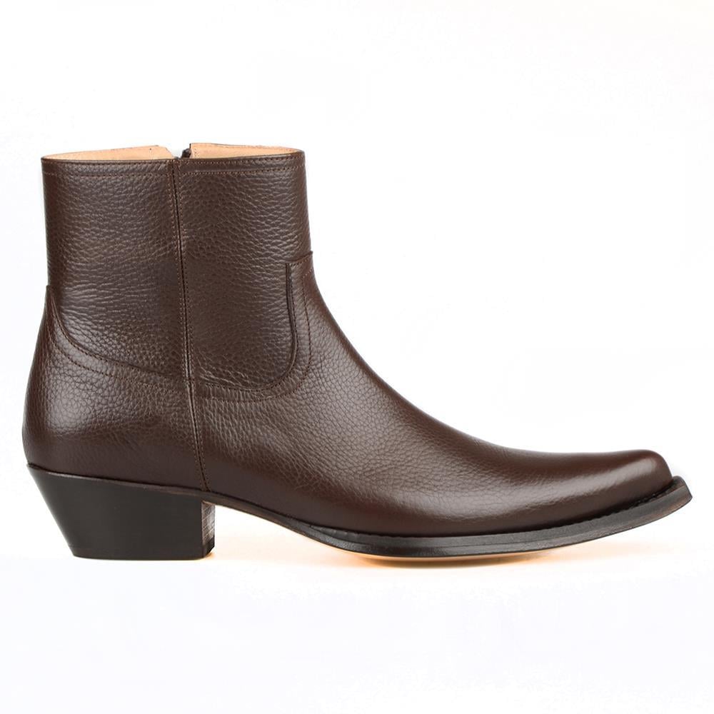 Brown Leather Mens  Cowboy Ankle Boots
