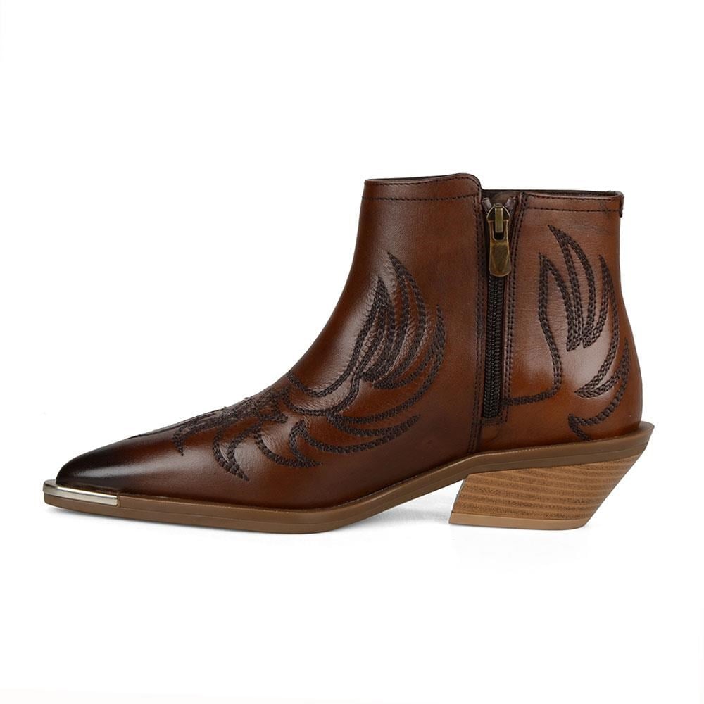 Brown Womens Cowboy Ankle Boots Biasca