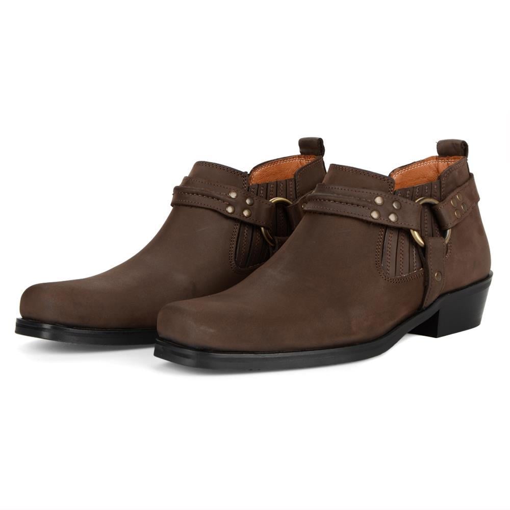 Brown Leather Biker Shoes