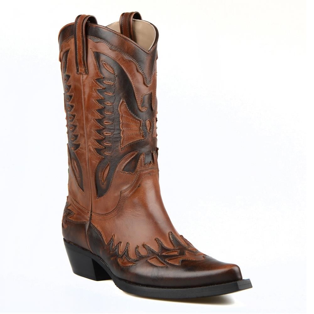 Brown Genuine Leather Mens Cowboy Boots