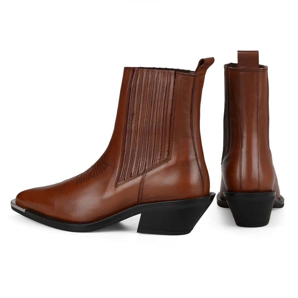 Brown Western Cowboy Boots with Metal Decoration New Season