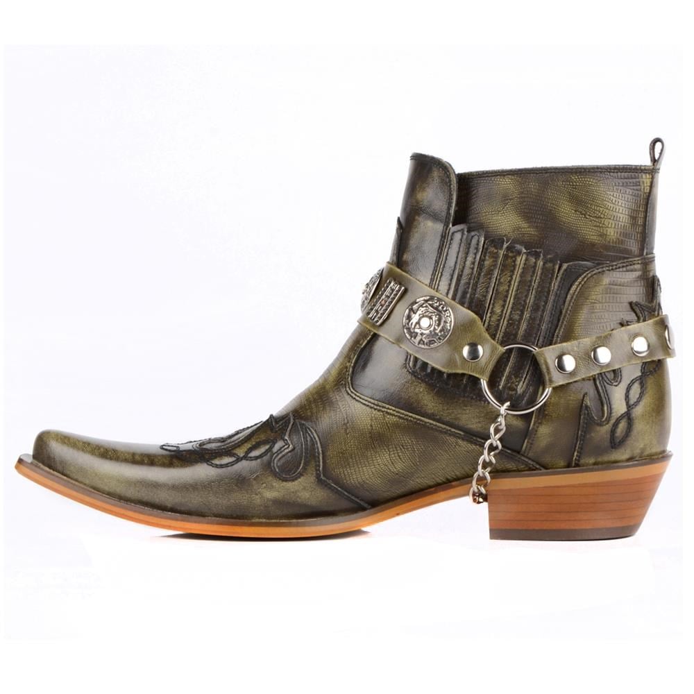 FootCourt Cowboy Ankle Boots (Western) Green
