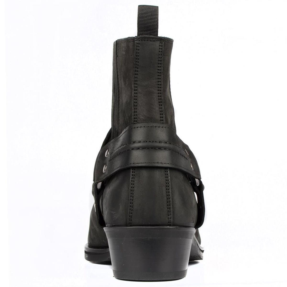 Black Mens Big Size Cowboy Ankle Boots