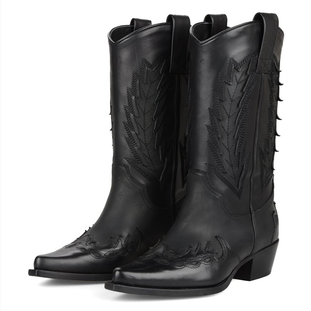 FootCourt Black Womens Cowboy Boots