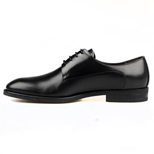 Black Leather Mens Big Size Shoes