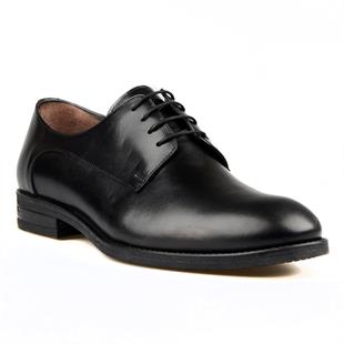 Black Leather Mens Big Size Shoes