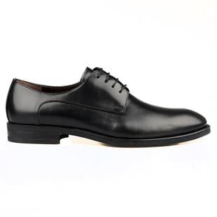 Black Leather Mens Big Size Shoes