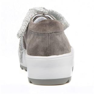 Bağcıklı Gri Süet Yüksek Taban Kadın Sneaker