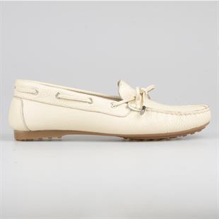 Bej Fiyonklu Deri Kadın Loafer
