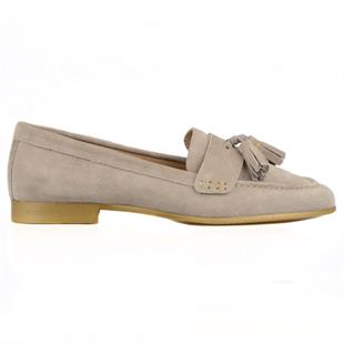 Bej Süet Püskül Detaylı Kadın Loafer