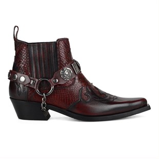 Bordo Deri Kadın Kovboy Bot