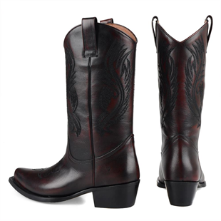 Bordo Kadın Kovboy Çizmesi Geneva