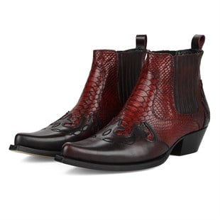 Burgundy Mens Cowboy Ankle Boots