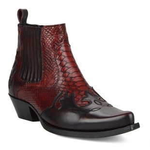 Burgundy Mens Cowboy Ankle Boots