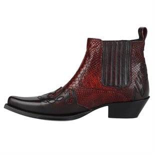 Burgundy Mens Cowboy Ankle Boots