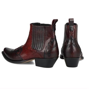 Burgundy Mens Cowboy Ankle Boots