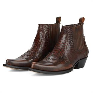 Brown Mens Cowboy Ankle Boots