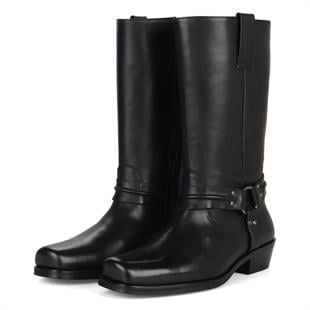 Erkek Küt Burun Domuz Burnu Siyah Çizme