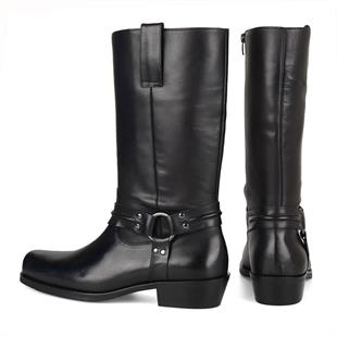 Erkek Küt Burun Domuz Burnu Siyah Çizme