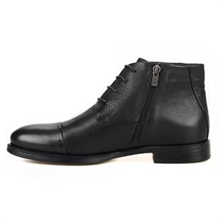 Erkek Siyah Deri Bot Fermuarlı