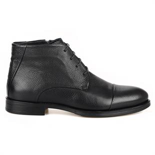 Erkek Siyah Deri Bot Fermuarlı