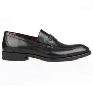 Erkek Siyah Deri Klasik Büyük Numara Ayakkabı