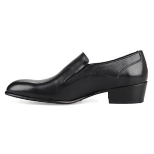 High Heels Men Shoes Black Genuine Leather