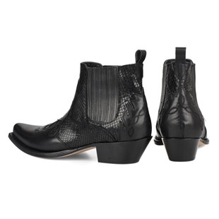 Erkek Siyah Kösele Western Kovboy Botu