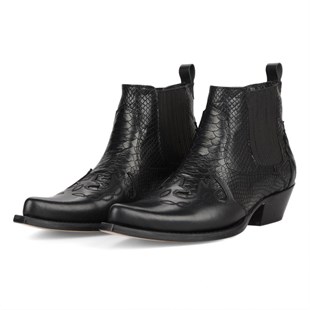 Erkek Siyah Kösele Western Kovboy Botu