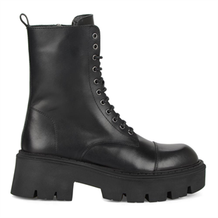 Fermuarlı Siyah Yüksek Taban Kadın Bot