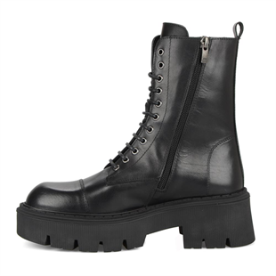 Fermuarlı Siyah Yüksek Taban Kadın Bot