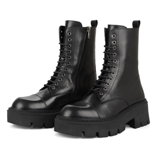 Fermuarlı Siyah Yüksek Taban Kadın Bot