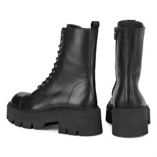 Fermuarlı Siyah Yüksek Taban Kadın Bot