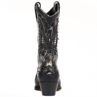 FootCourt Cowboy Boots Black White