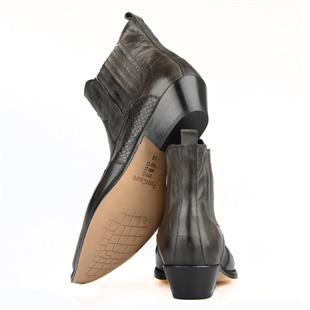 Grey Mens Cowboy Ankle Boots
