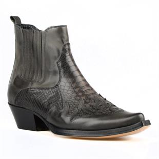 Grey Mens Cowboy Ankle Boots