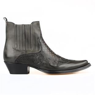 Grey Mens Cowboy Ankle Boots