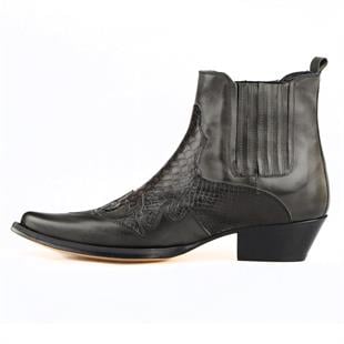 Grey Mens Cowboy Ankle Boots
