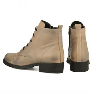 Günlük Kadın Bot Bej Naturel Deri