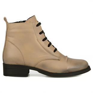 Günlük Kadın Bot Bej Naturel Deri