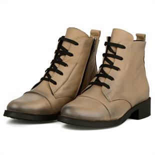 Günlük Kadın Bot Bej Naturel Deri