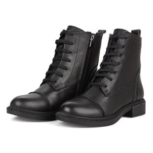 Günlük Kadın Bot Siyah Gerçek Deri