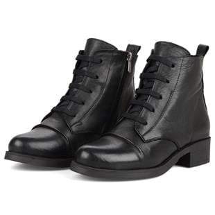 Günlük Kadın Bot Siyah Naturel Deri