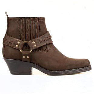 Brown Womens Leather Cowboy Ankle Boots