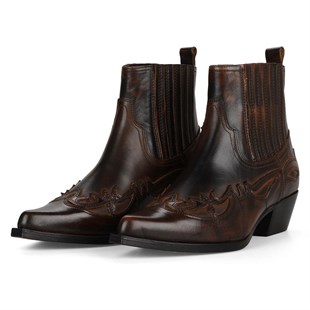 Women Brown Cowboy Ankle Boots Bari