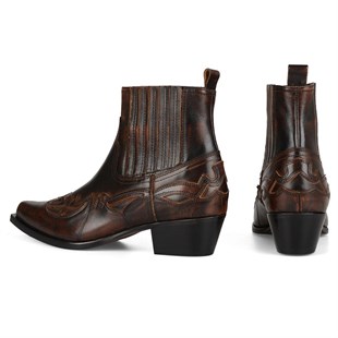 Women Brown Cowboy Ankle Boots Bari
