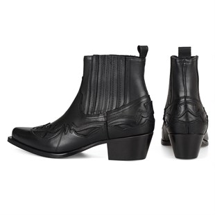 Women Black Cowboy Ankle Boots Bari