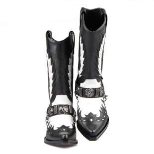 Kadın Kovboy Çizmesi Siyah Beyaz