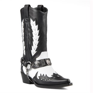 Kadın Kovboy Çizmesi Siyah Beyaz