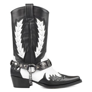 Kadın Kovboy Çizmesi Siyah Beyaz
